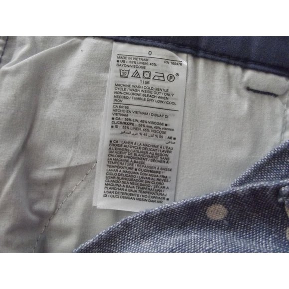 GAP Chambray Print Shorts Size 0 Casual blue polkadot linen rayon chino Mid Rise - Picture 4 of 6